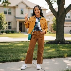 J.Crew Crewcuts Camel Brown Adjustable Waist Straight Leg Corduroy Pants Girl 12